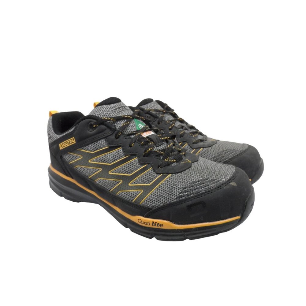 DAKOTA Men's Low 3604 Aluminum Toe Steel Plate Quad-Lite Work Shoe Grey Size 9EE
